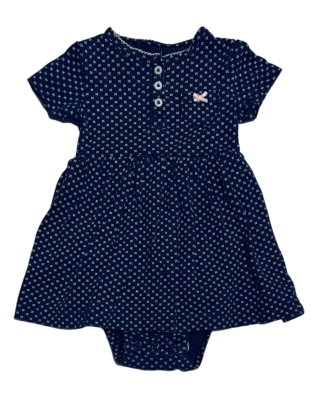 6M Carters Baby Girl Carters Navy / White Polka Dot Dress Onesie