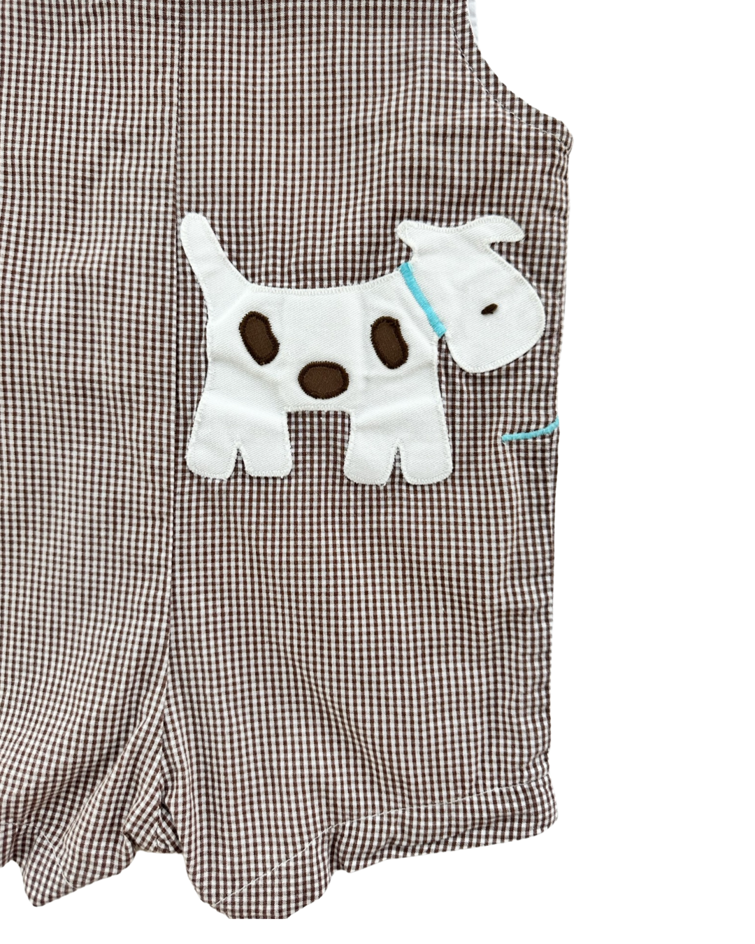 12M-18M Baby Boy Brown Gingham Funtasia Too! Dog Romper