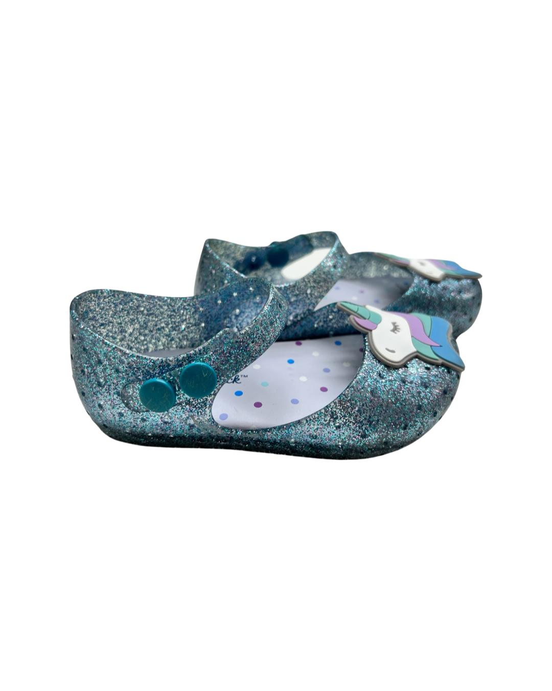 6C Toddler Girl Teal Sparkle Cat & Jack Unicorn Jelly Shoes
