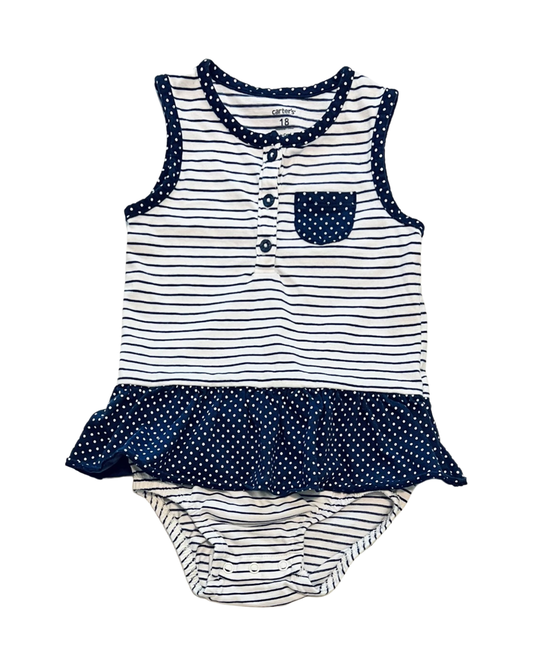 18M Baby Girl Carters Navy / White Skirted Onesie
