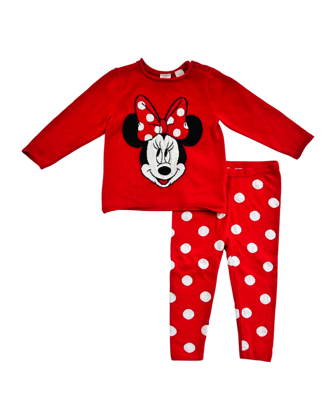 12M-18M Baby Girl H&M DISNEY Red Minnie Mouse Sweater Outfit