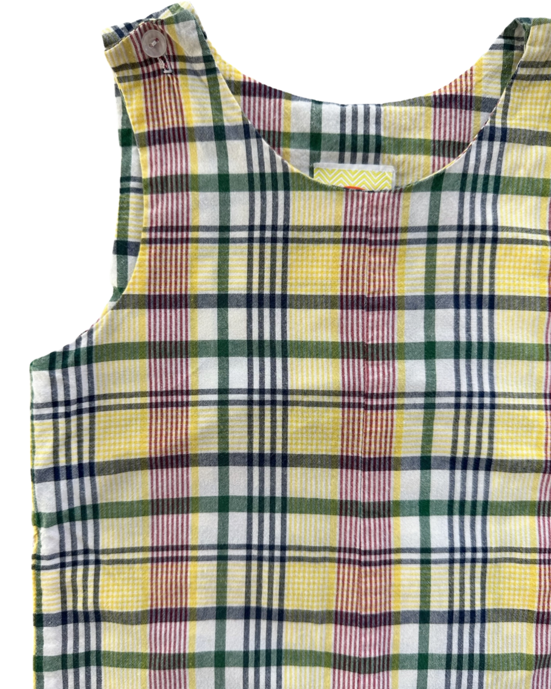 18M Baby Boy Southern Sunshine Yellow / Navy / Red Plaid Romper