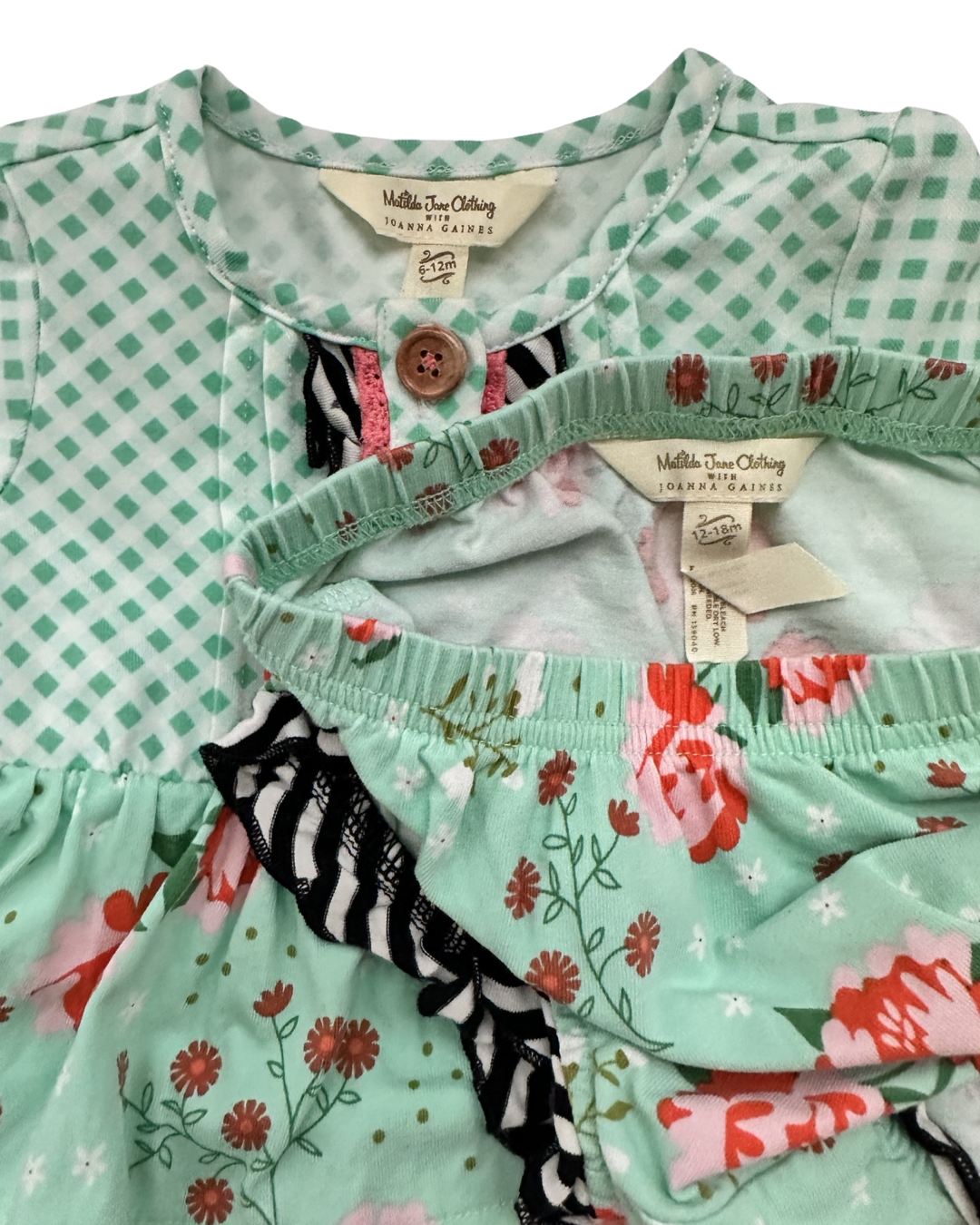 6-12M Baby Girl Matilda Jane x Joanna Gaines Teal Floral Seedling Dress w/ Bloomers