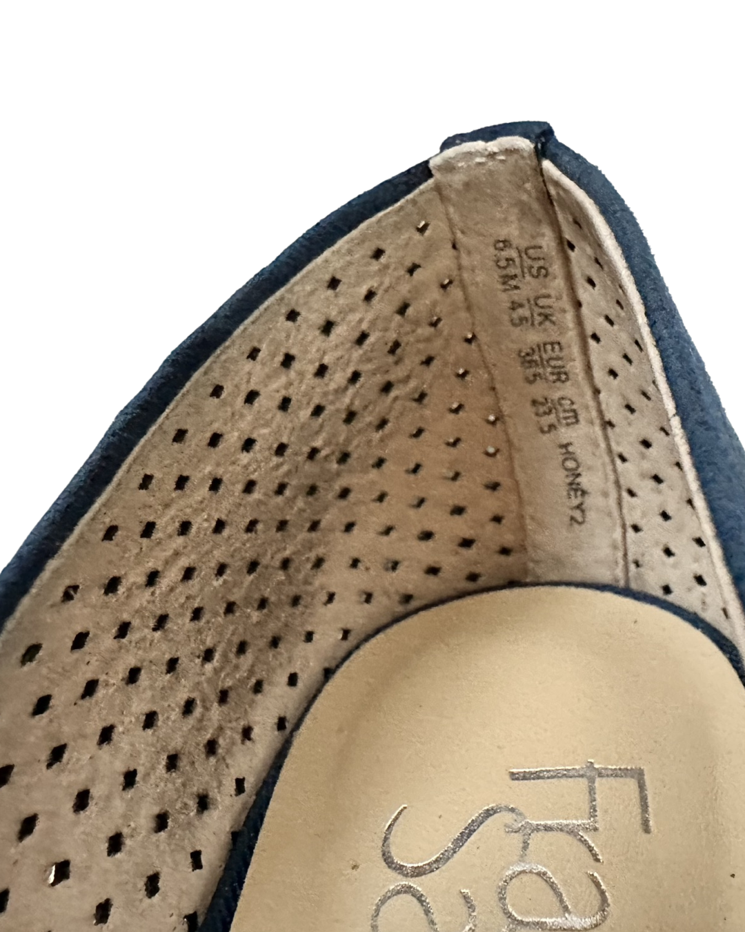 Women’s Size 6.5 Franco Sarto Honey2 Navy Suede Perforated Flats
