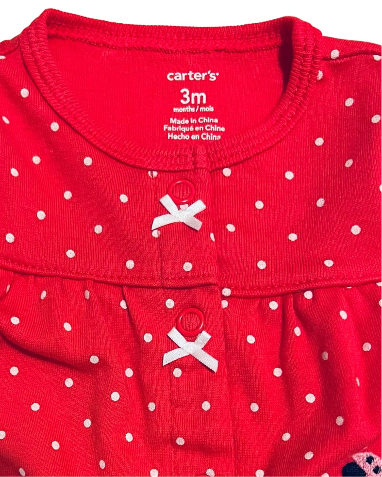3M Baby Girl Carters Flower Ladybug Bubble Romper
