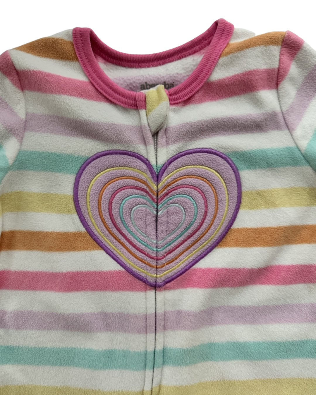9M Baby Girl Absorba Heart Striped Fleece Sleeper PJs