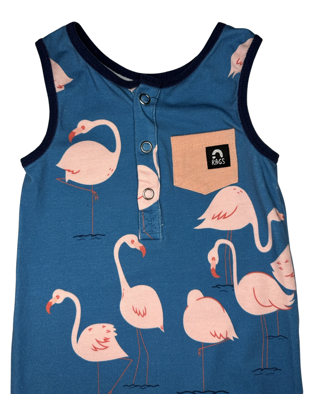 6M-12M Baby Boy Rags to Raches Flamingo Romper