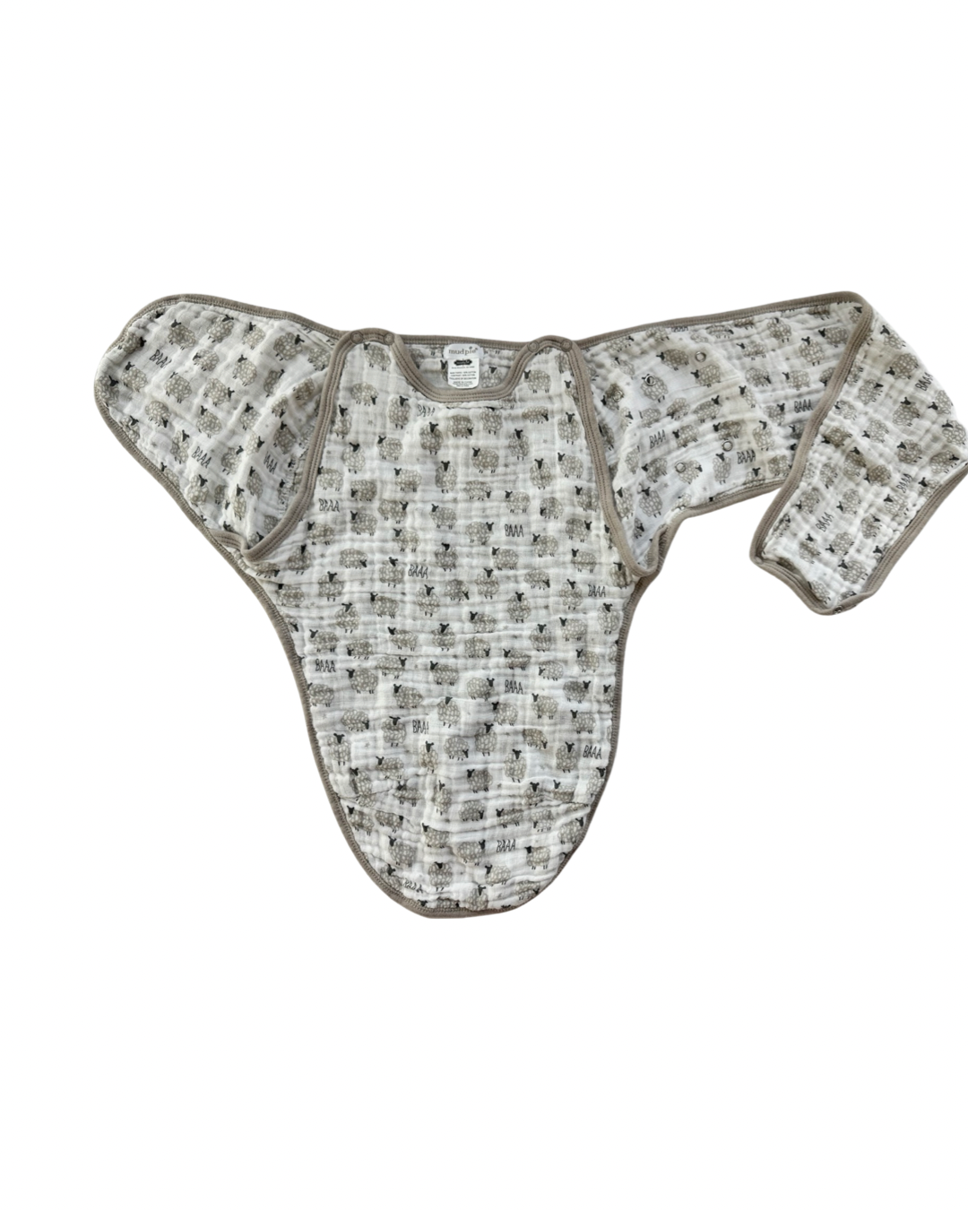 0-3M Baby Boy / Girl Mud Pie Gray Muslin Sheep Swaddle