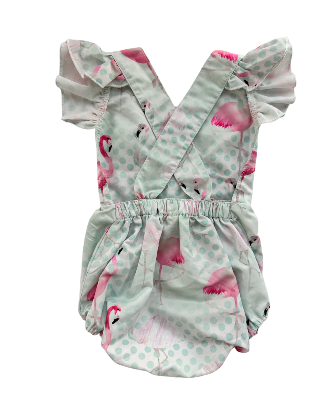 2T Toddler Girl Boutique Flamingo Crossback Bubble Romper