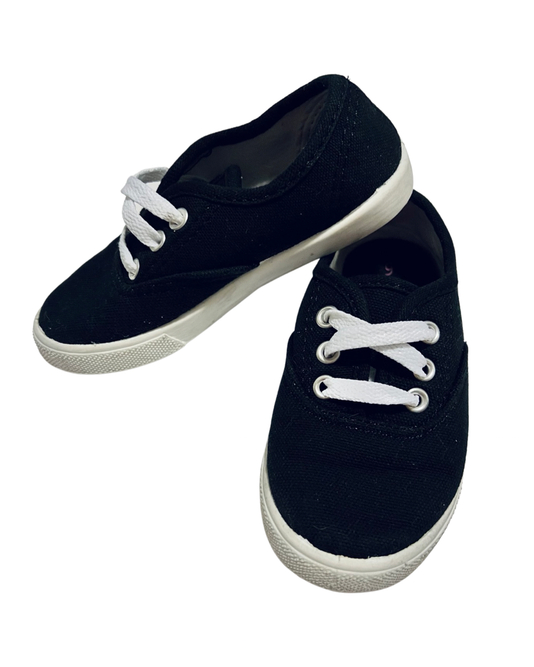 9C Toddler Girl Black Canvas WonderNation Shoes