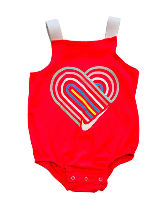 3-6M Baby Girl Nike Dri-fit Neon Coral Heart Swim Suit