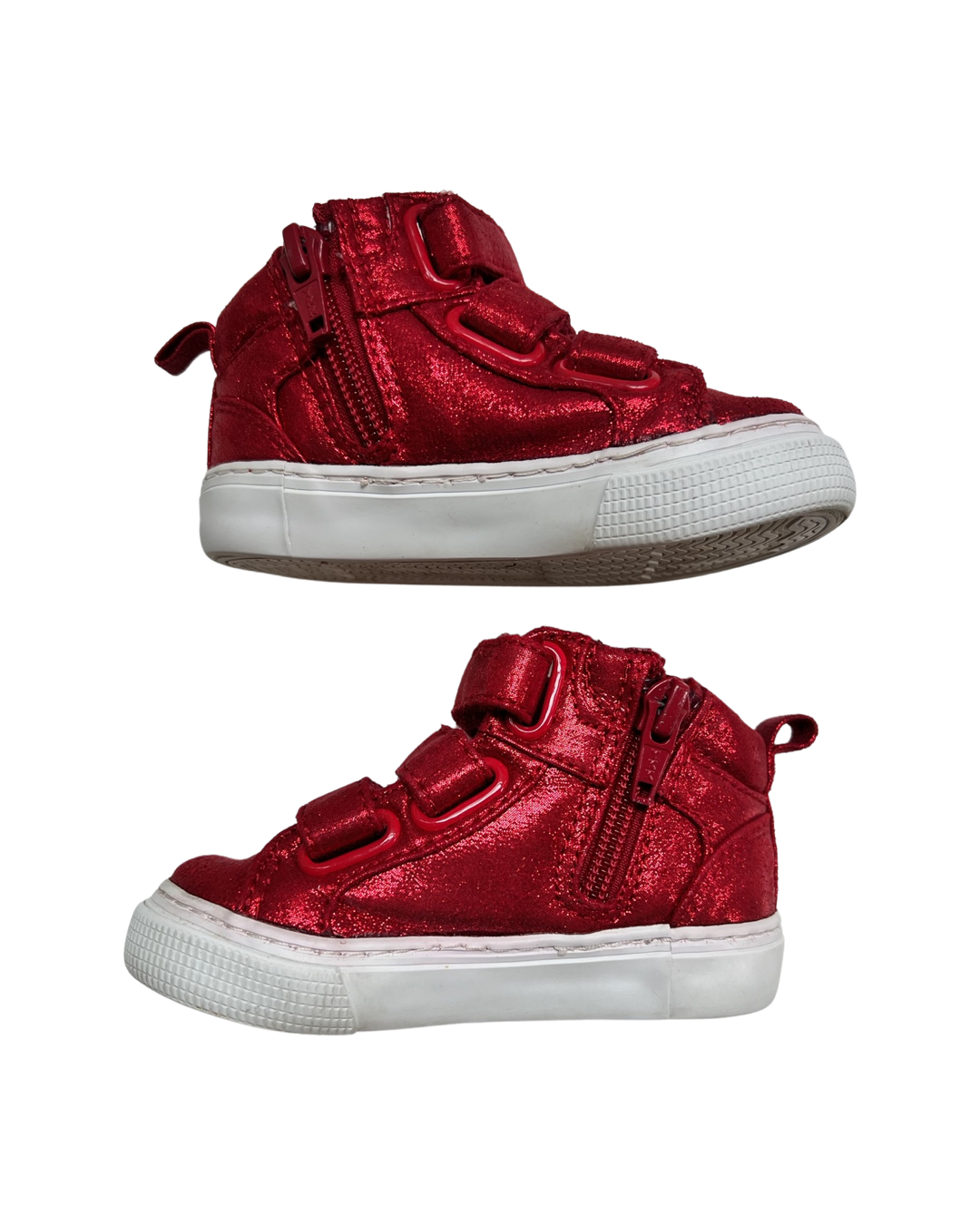 5C Toddler Girl Red Shimmer Velcro Gap Mid Top Shoes