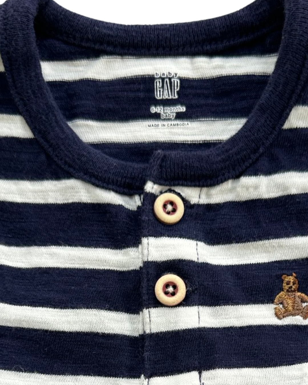 6M-12M Baby Boy Navy / White Striped Baby Gap Romper
