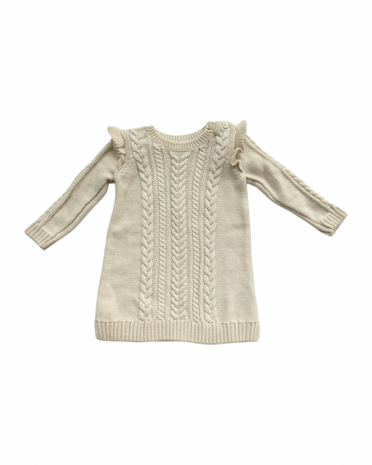 6-12M Baby Girl Cream Baby Gap Cable Knit Sweater Dress