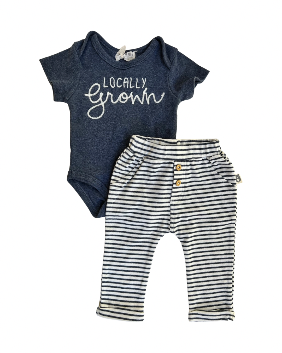 0-3M Baby Boy Rabbit + Bear Locally Grown Onesie Jogger Set