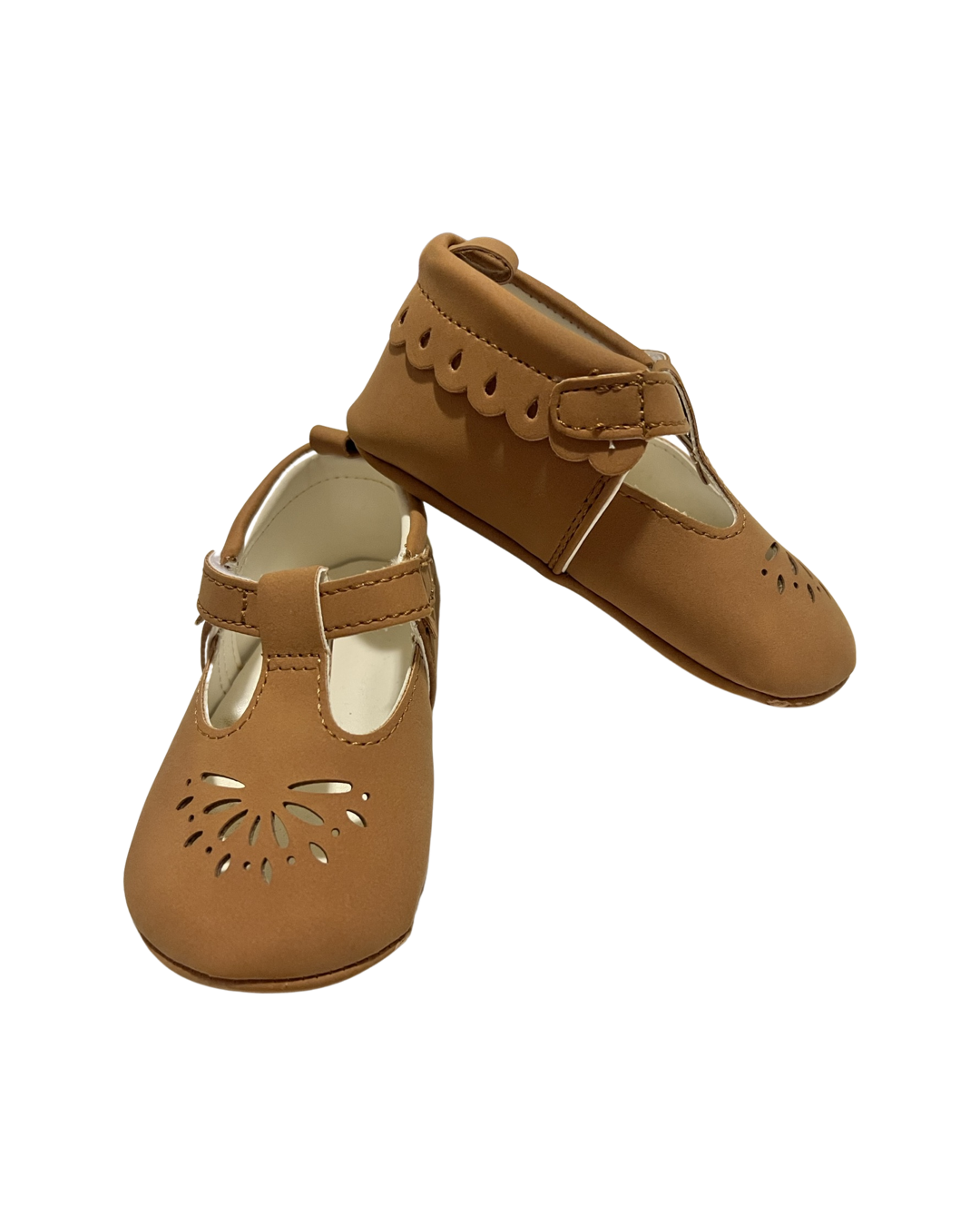 9M-12M Baby Girl Soft Sole Brown T-Strap Shoes
