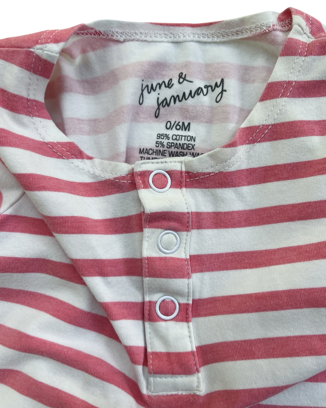 0-6M Baby Girl June & January Pink Striped Romper