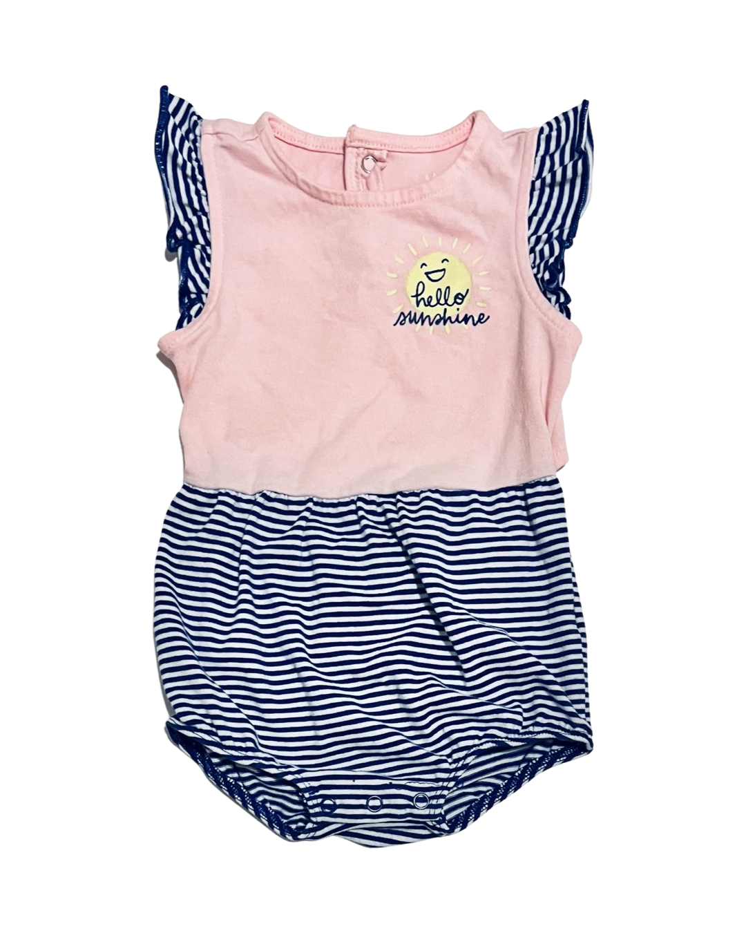 3-6M Baby Girl Pink / Blue Cat & Jack Sunshine Bubble Romper