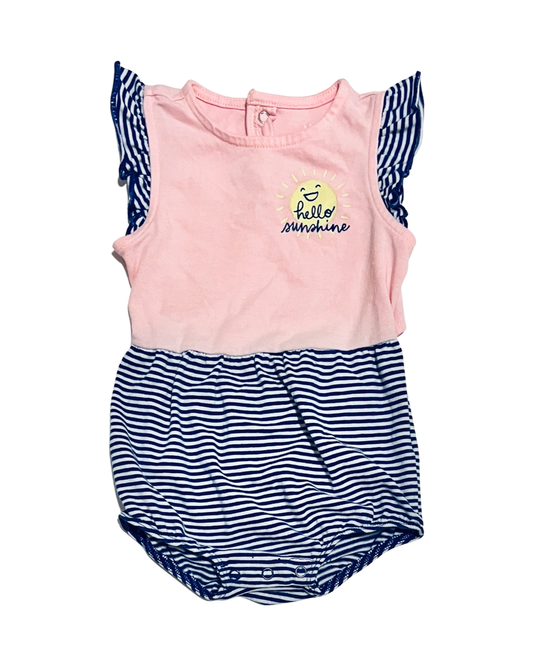 3-6M Baby Girl Pink / Blue Cat & Jack Sunshine Bubble Romper