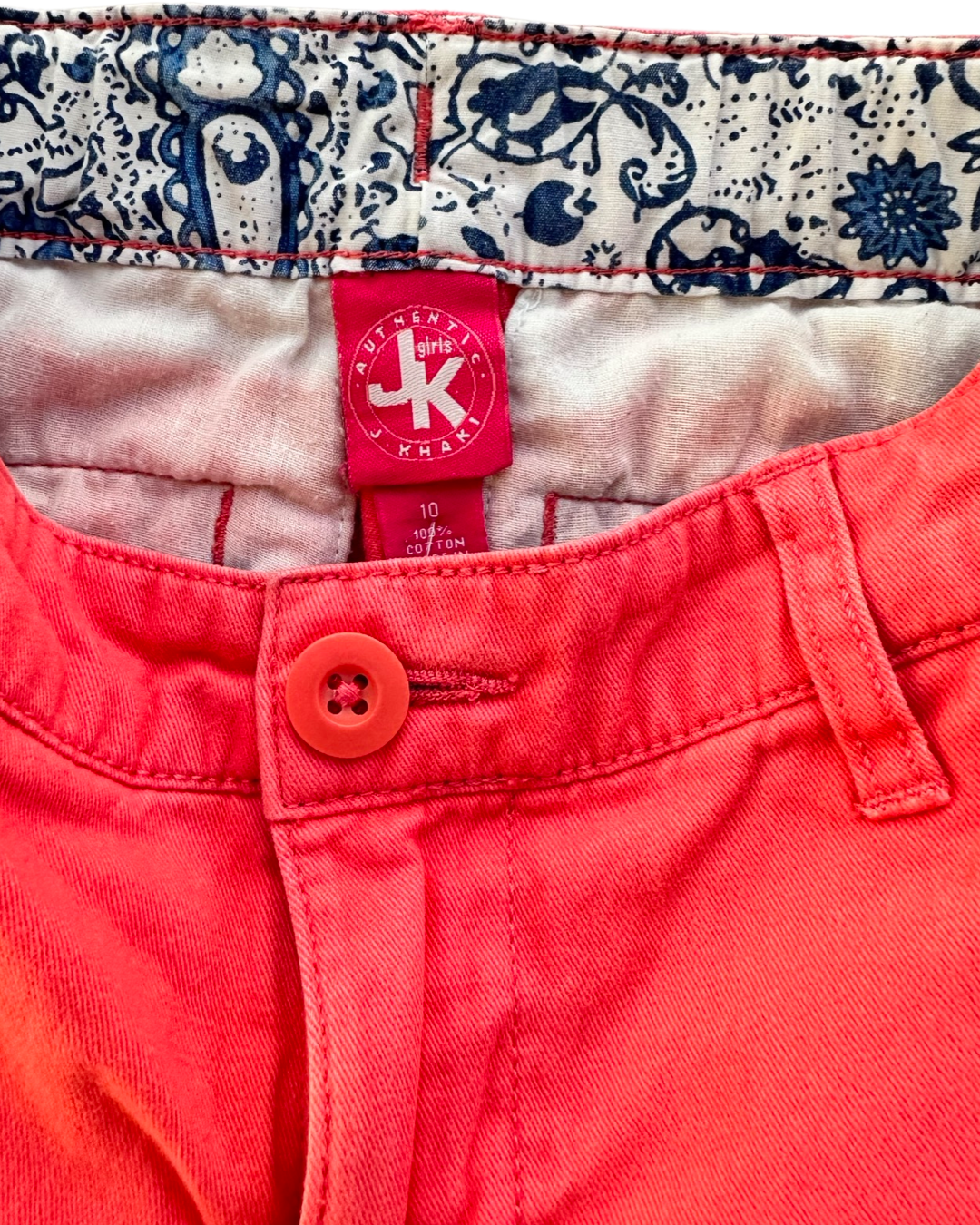 10 Youth Girls Size 10 J Khaki Coral Pink Chino Shorts