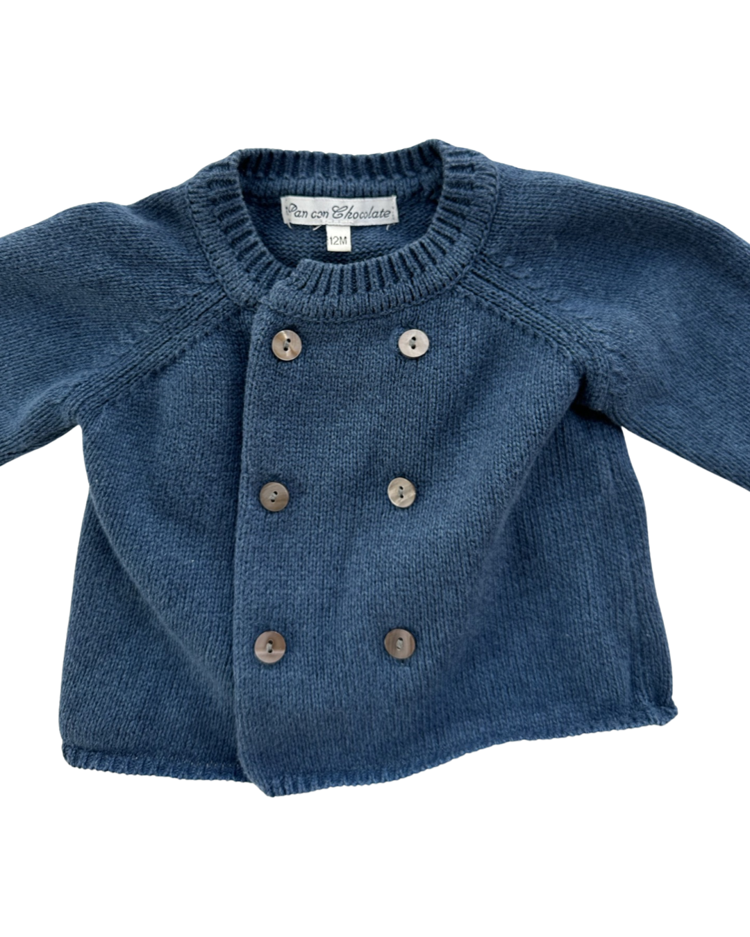 12M Baby Boy Pan con Chocolate Blue Cardigan Sweater