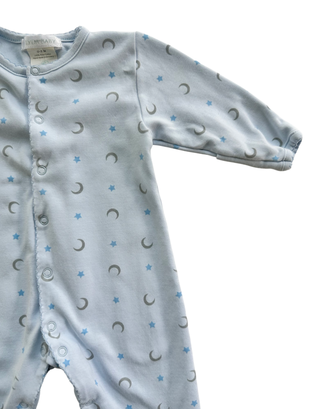 0-3M Baby Boy Light Blue Moon & Stars Lyda Baby Boutique Sleeper