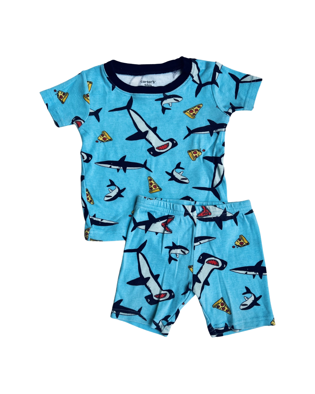 12M Baby Boy Blue Carters Shark PJs Short Set