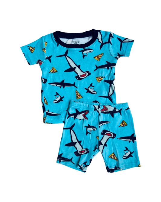 12M Baby Boy Blue Carters Shark PJs Short Set