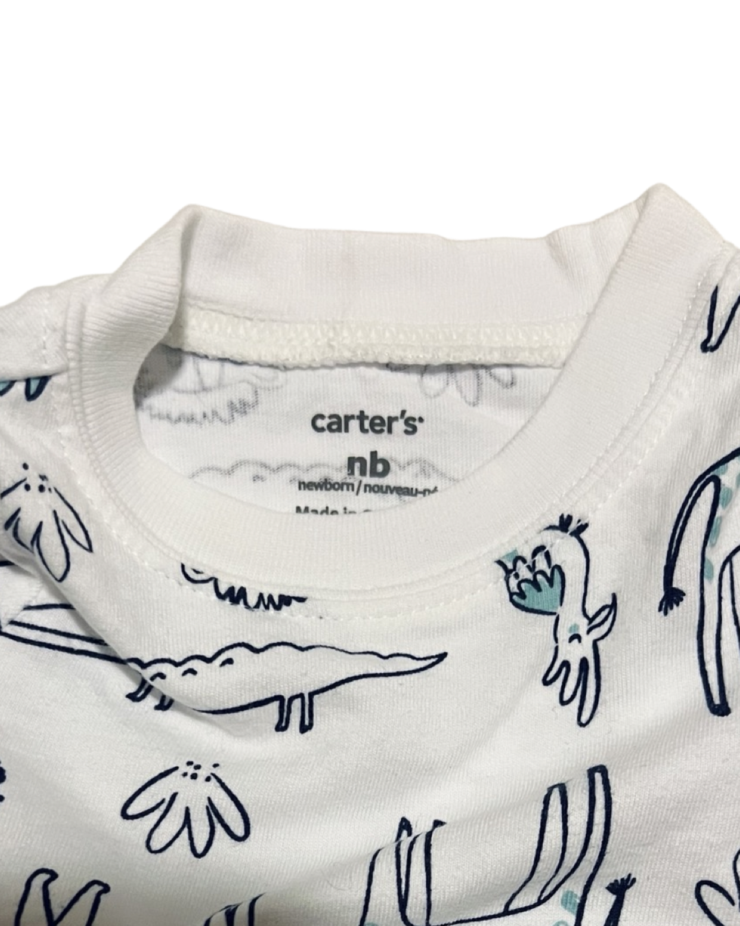 Newborn Baby Boy White Carters Wild Animal Onesie