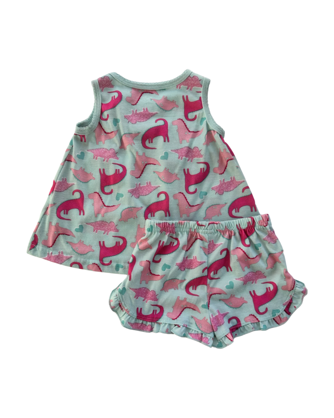 12M Baby Girl Carters Pink / Aqua Dinosaur PJs Shorts & Tank
