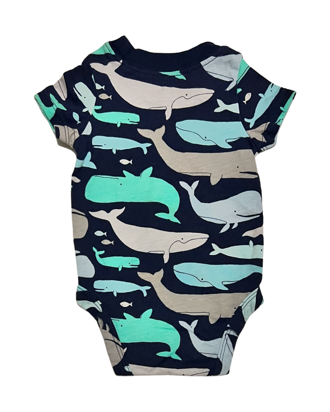 Newborn Baby Boy Navy Carters Whale Onesie