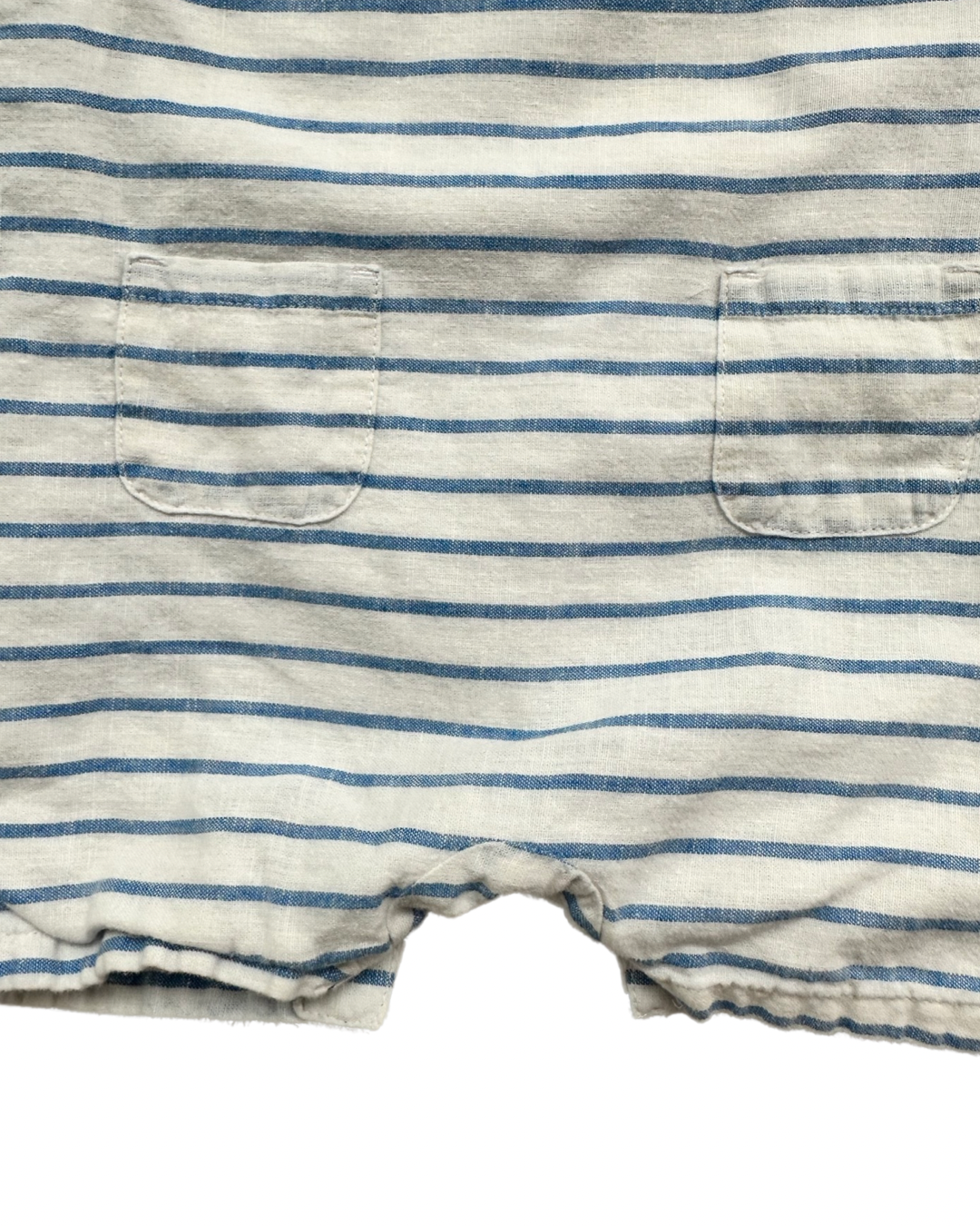 12M-18M Baby Boy Janie & Jack Blue Striped Linen Romper