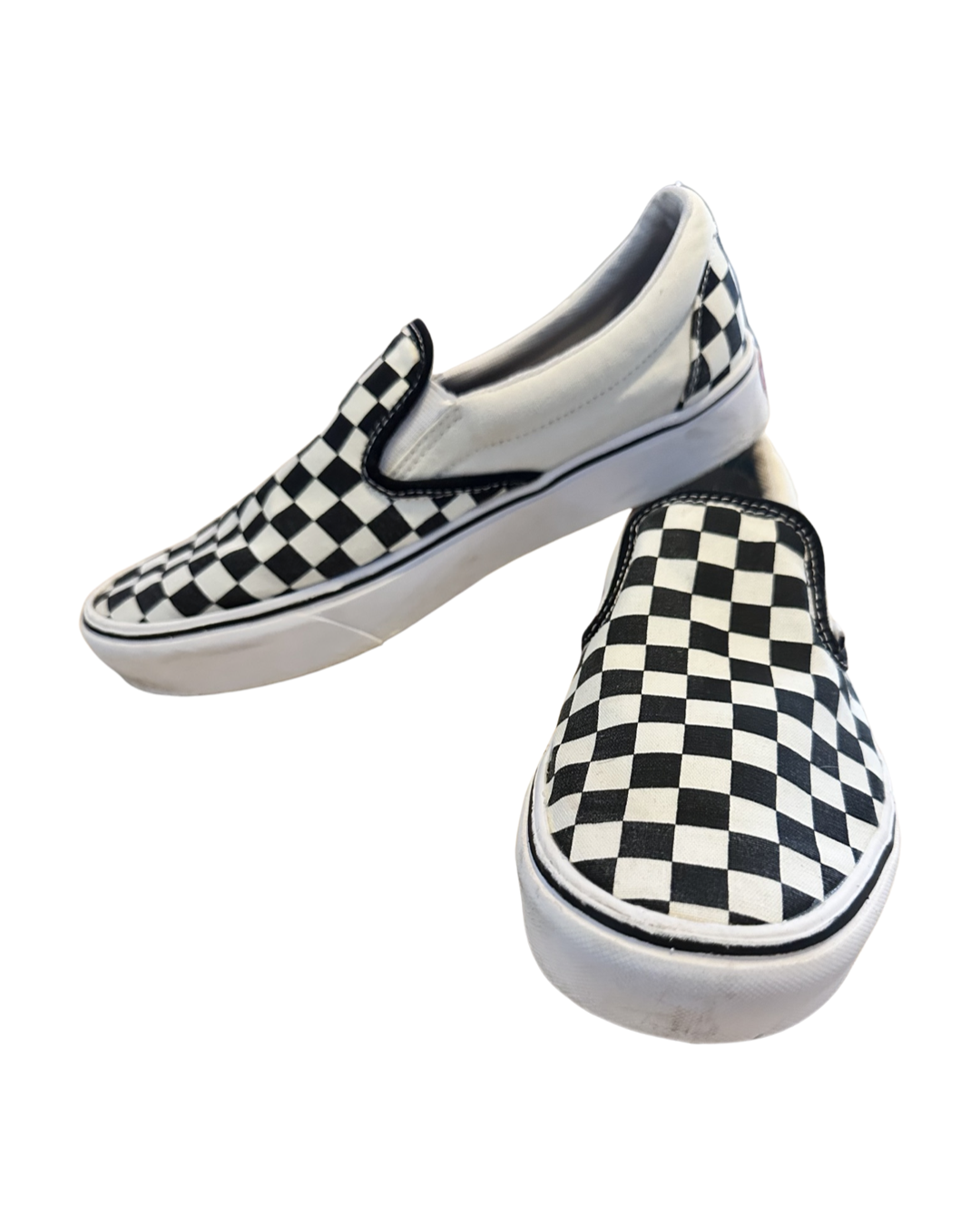 Men’s 9.5 Women’s 11 Black and White Checkered Slip-on Vans