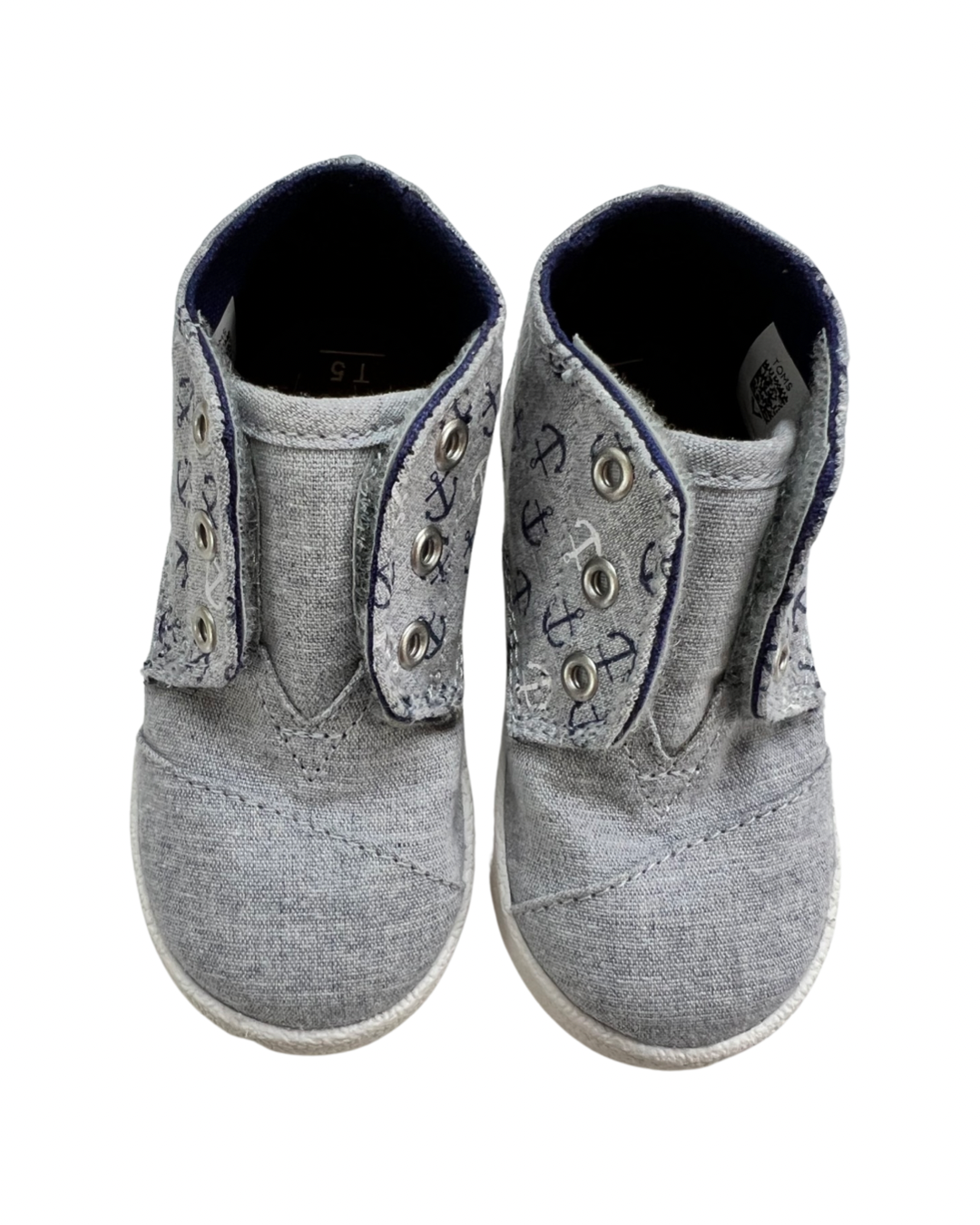 5C Toddler Boy TOMS Blue Nautical Anchor Shoes