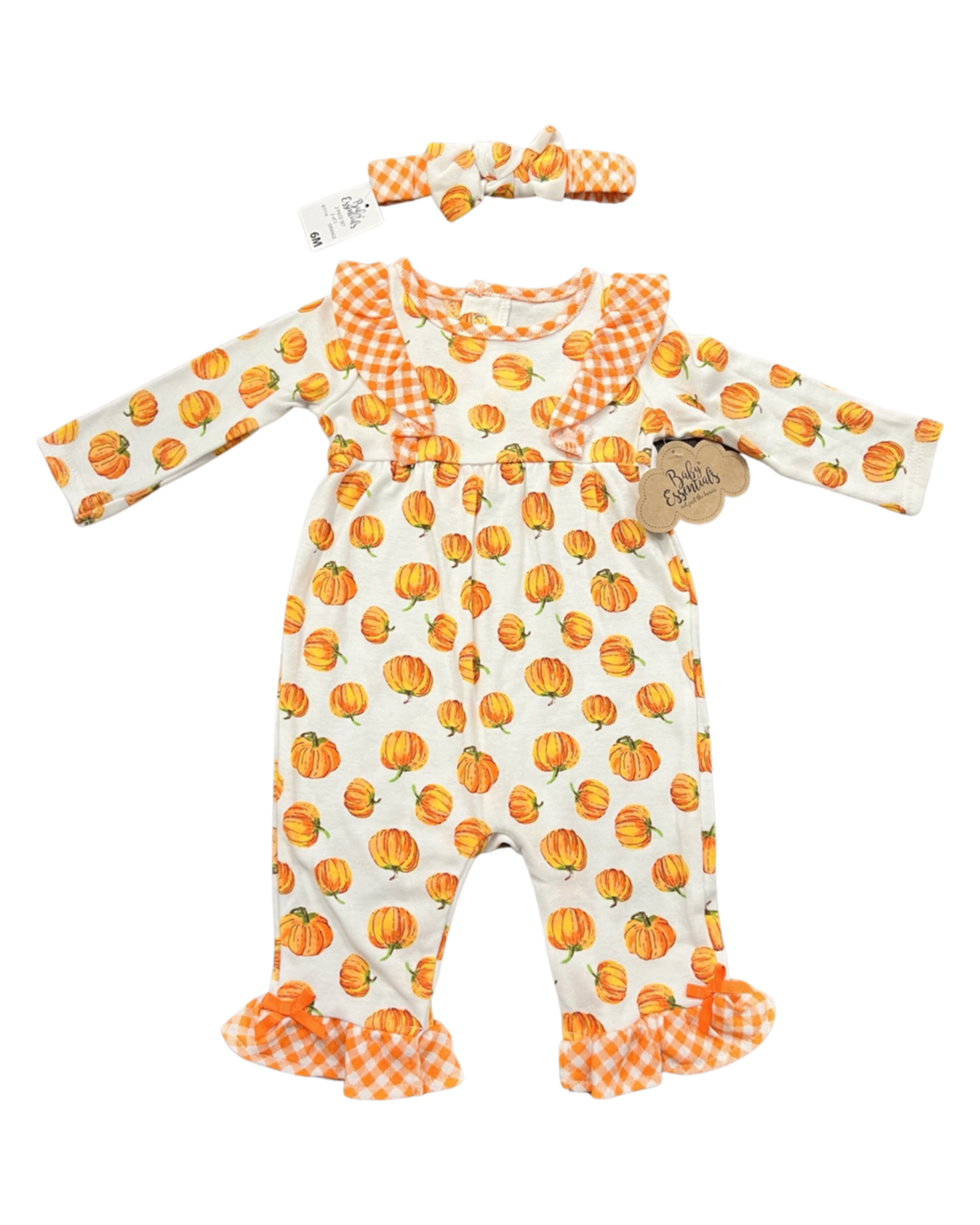 6M Baby Girl Baby Essentials Pumpkin Romper & Headband