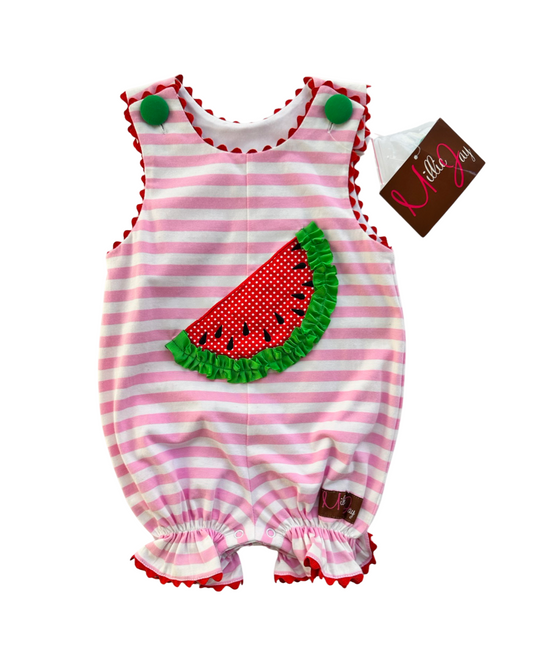 3M Baby Girl Millie Jay Pink Striped Watermelon Striped Bubble
