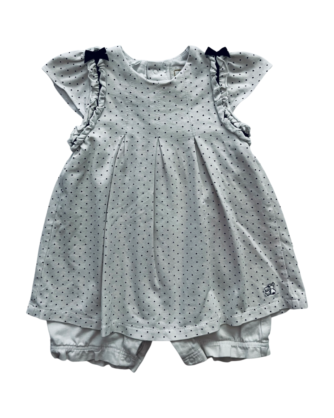 6M Baby Girl Emile Et Rose Navy Polka Dot Dress Outfit