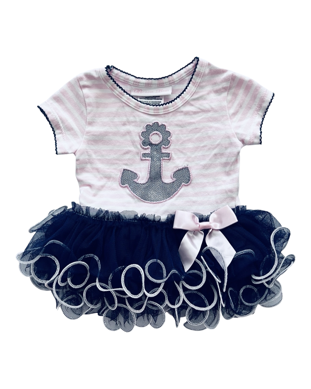 3-6M Baby Girl Bonnie Baby Anchor Nautical Tutu Top / Dress
