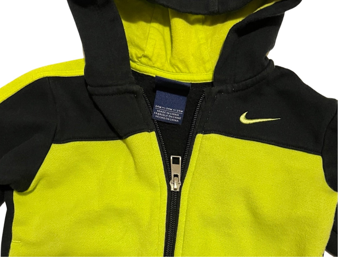 24M Baby Boy Lime Green / Black Nike Zip Up Hoodie