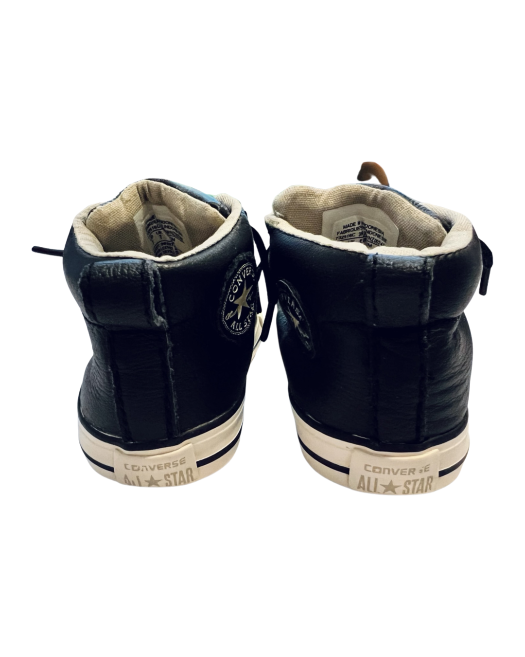 7C Toddler Boy Black Leather All Star Converse Chucks