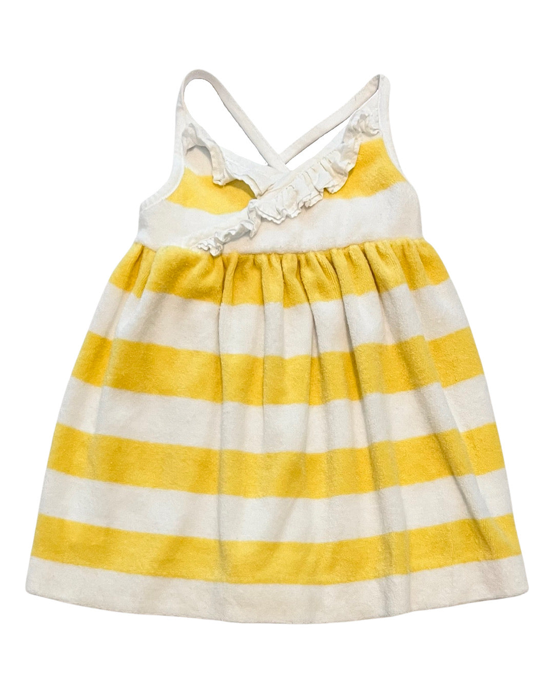 9M Baby Girl Ralph Lauren Yellow Striped Terry Dress / Swim Coverup