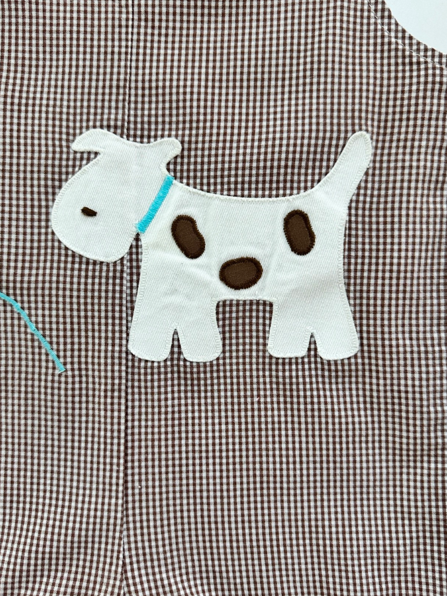 12M-18M Baby Boy Brown Gingham Funtasia Too! Dog Romper