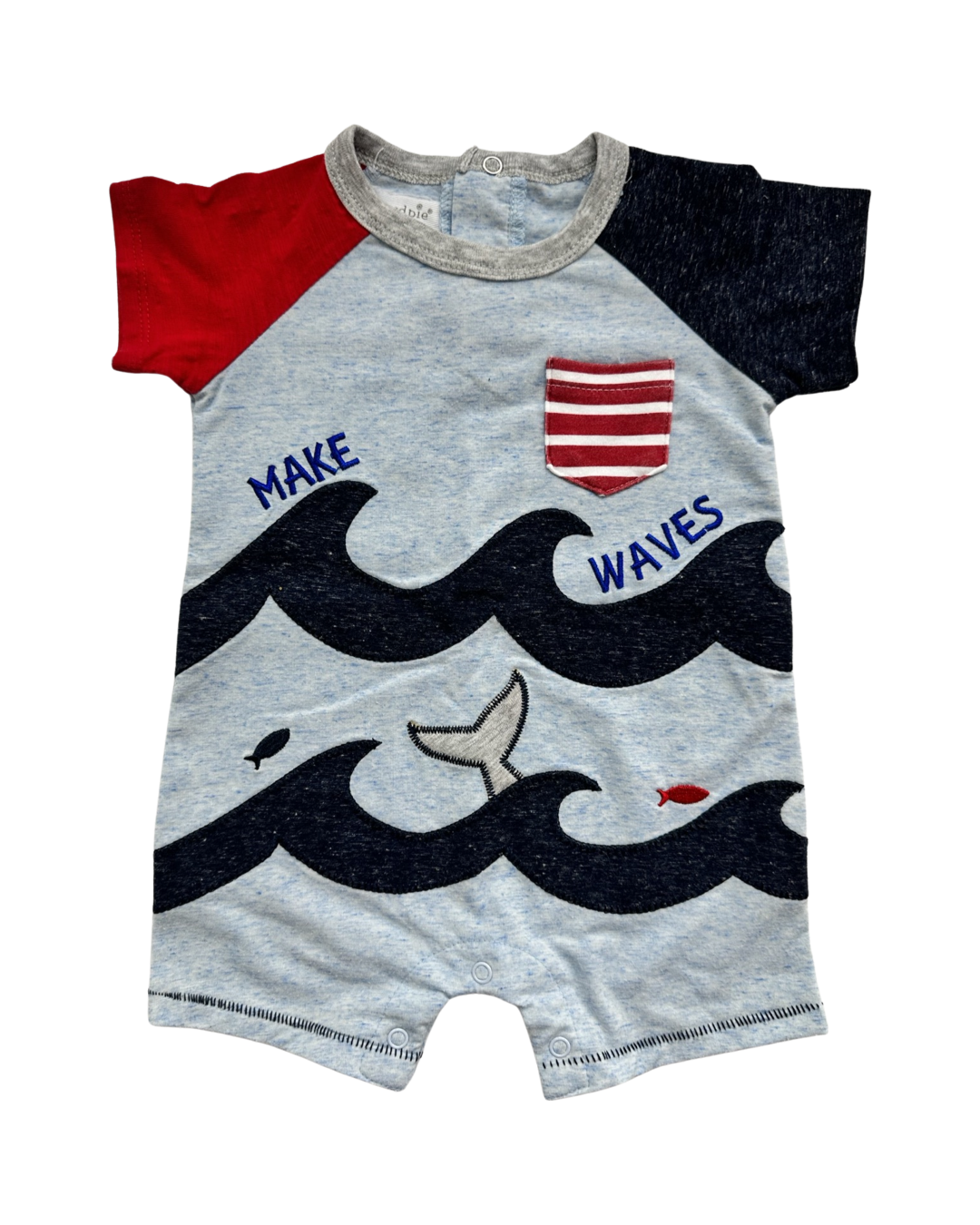 6-9M Baby Boy Sea Make Waves Mudpie Romper