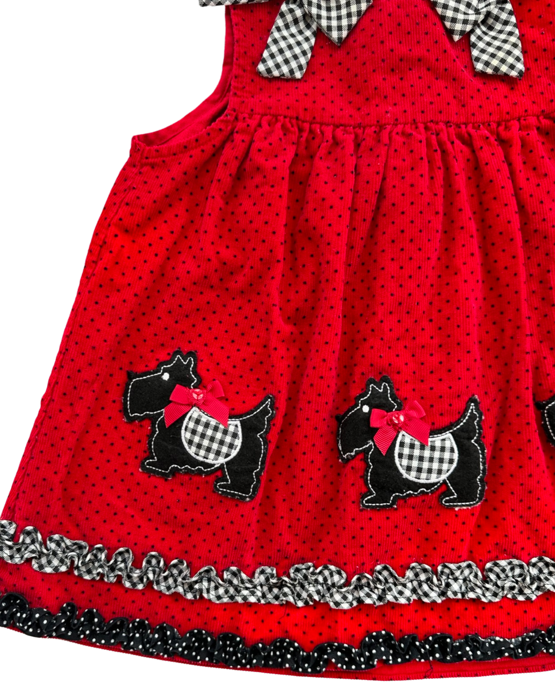 24M Baby Girl Rare Too! Red Corduroy Scottie Dog Dress