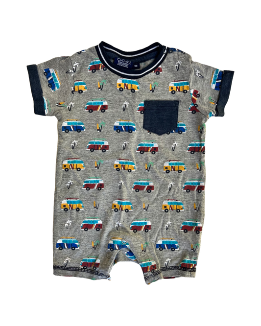 9M Baby Boy Bear Camp Surfer Van Romper