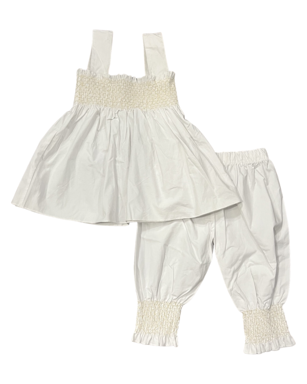12M-18M Baby Girl White Smocked 2pc Set