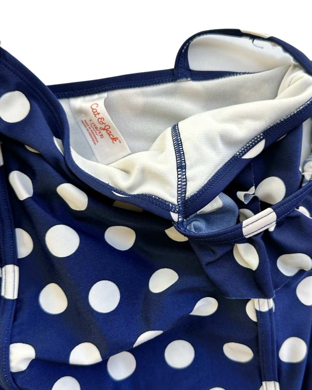 Girls Large Size 10/12 Cat & Jack Navy Polka Dot One Piece Swim Suit