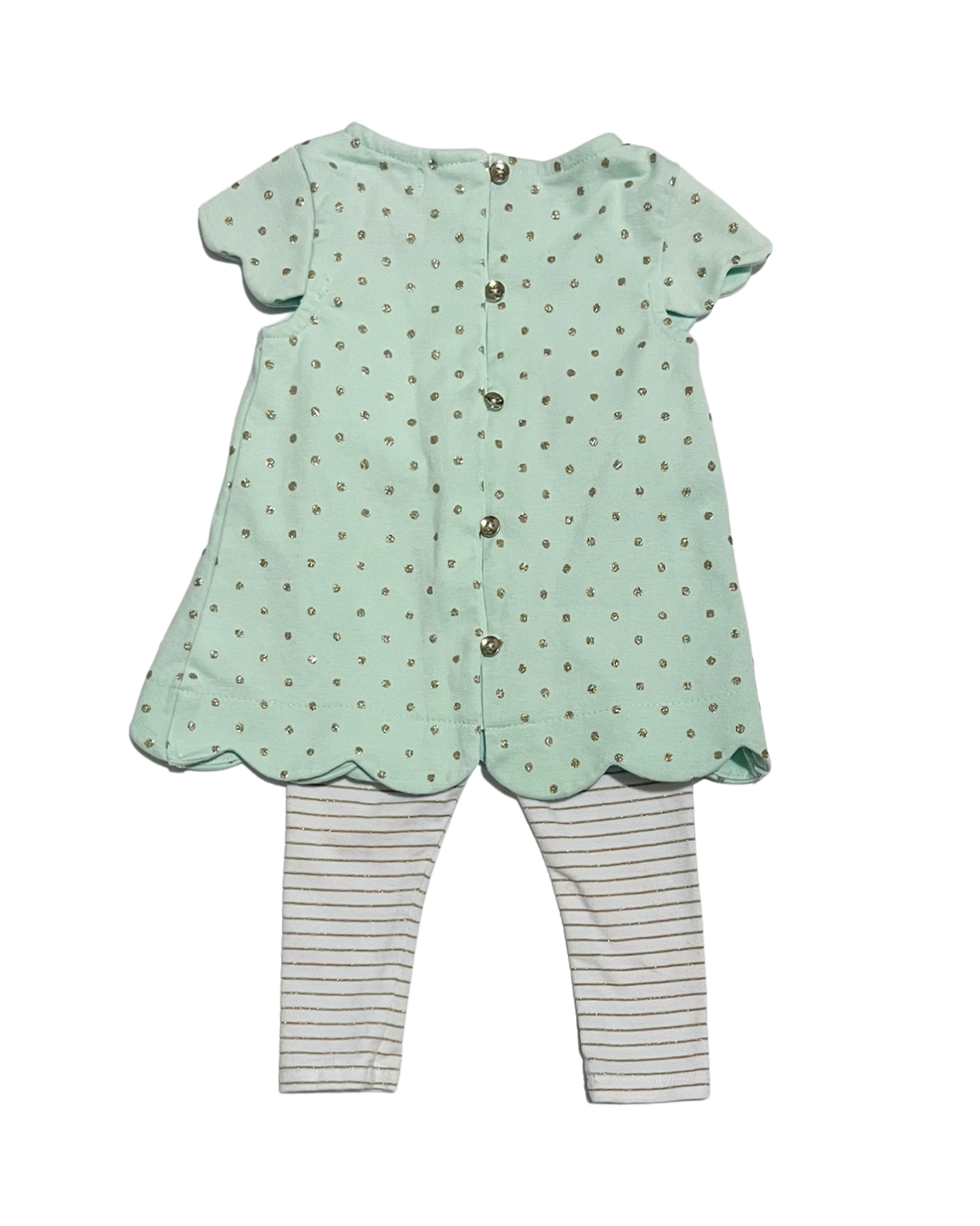 3-6M Baby Girl 2PC Tahari Baby Mint Green Top & Legging Set
