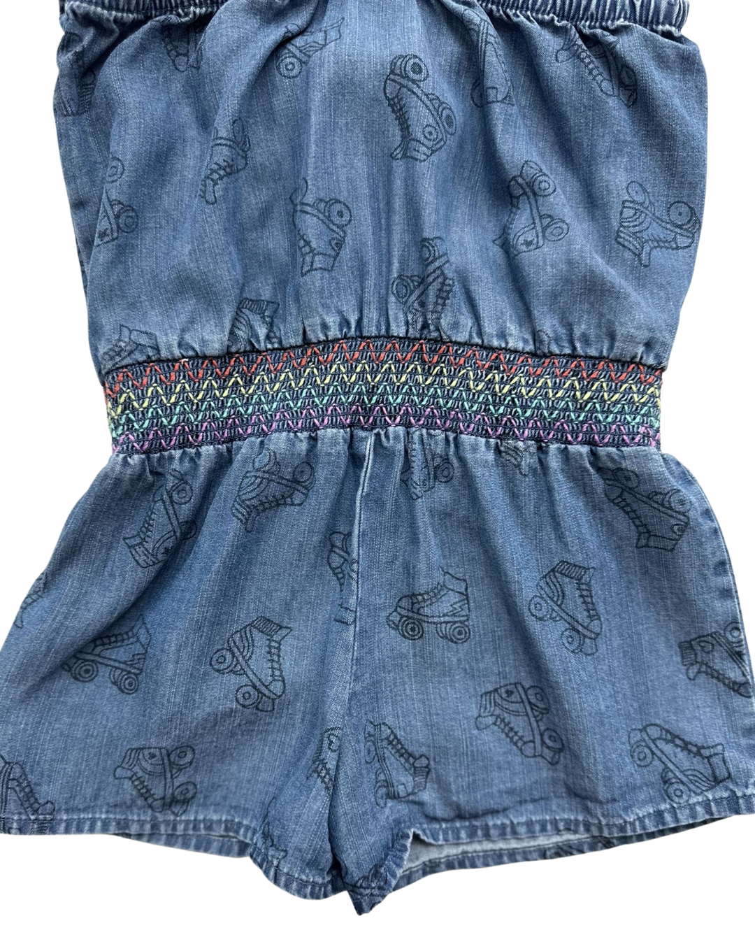 4T Toddler Girl Denim Chambray Retro Cat & Jack Roller Skate Romper