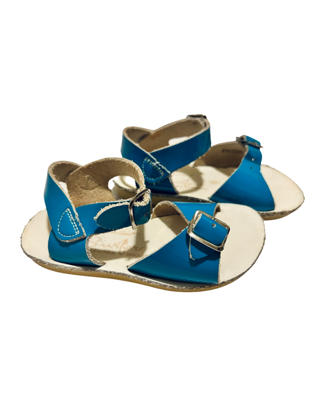 7C Toddler Girl Blue Leather Sun Sans Saltwater Sandals